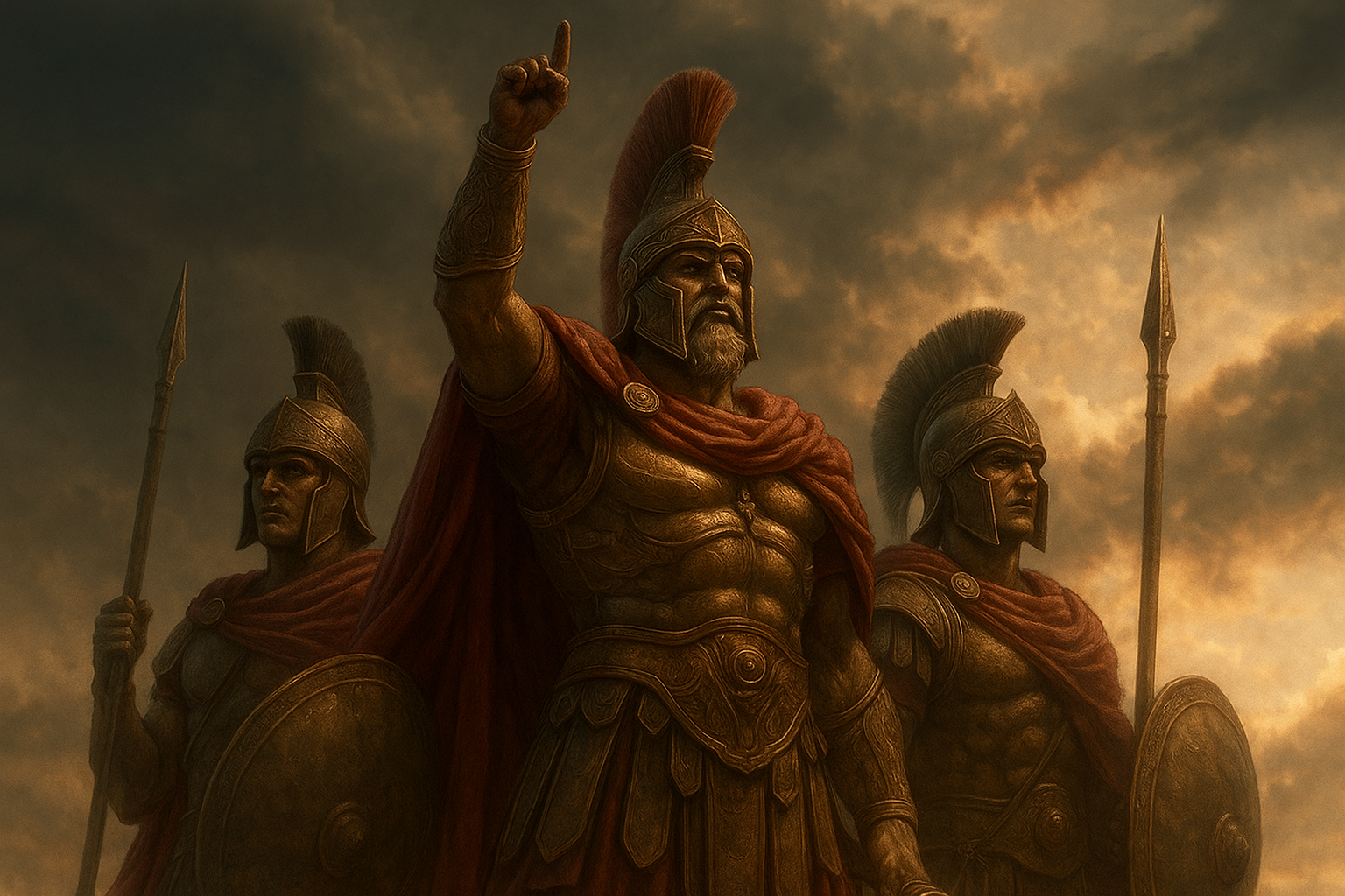 Artistic depiction of Mount Olympus and Greek gods (illustration)